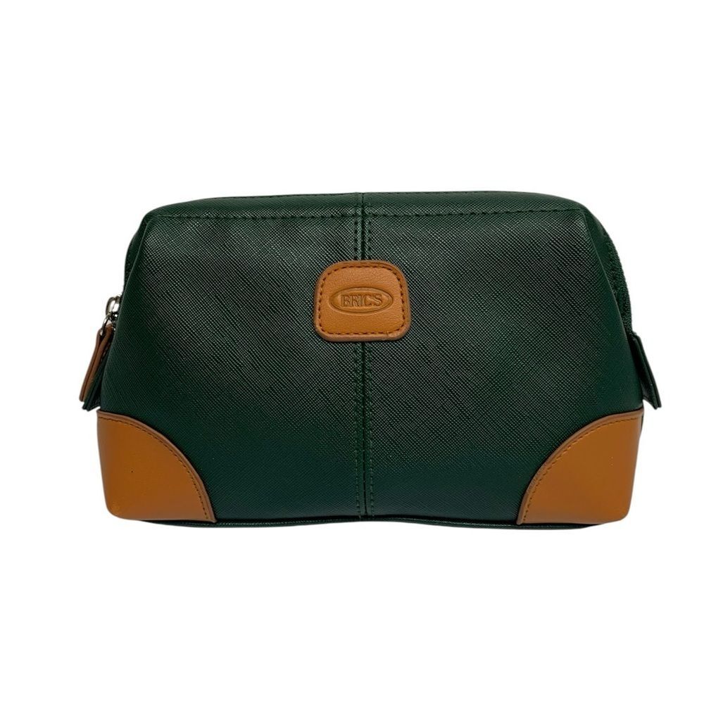 Vintage BRIC’S Qatar Airways Business Class toiletry Travel Bag Green Camel